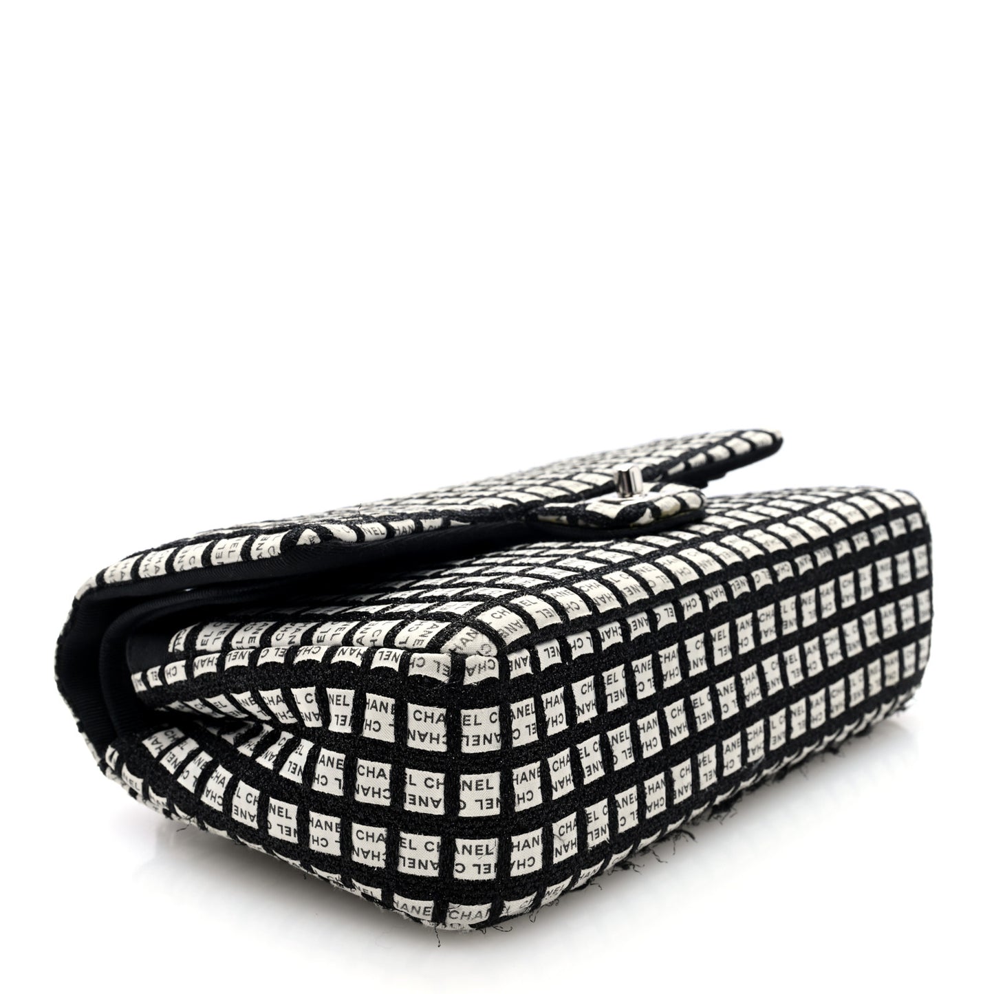 Ribbon Tweed Medium Double Flap Black White