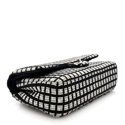 Chanel Ribbon Tweed Medium Double Flap Black White 4 of 10