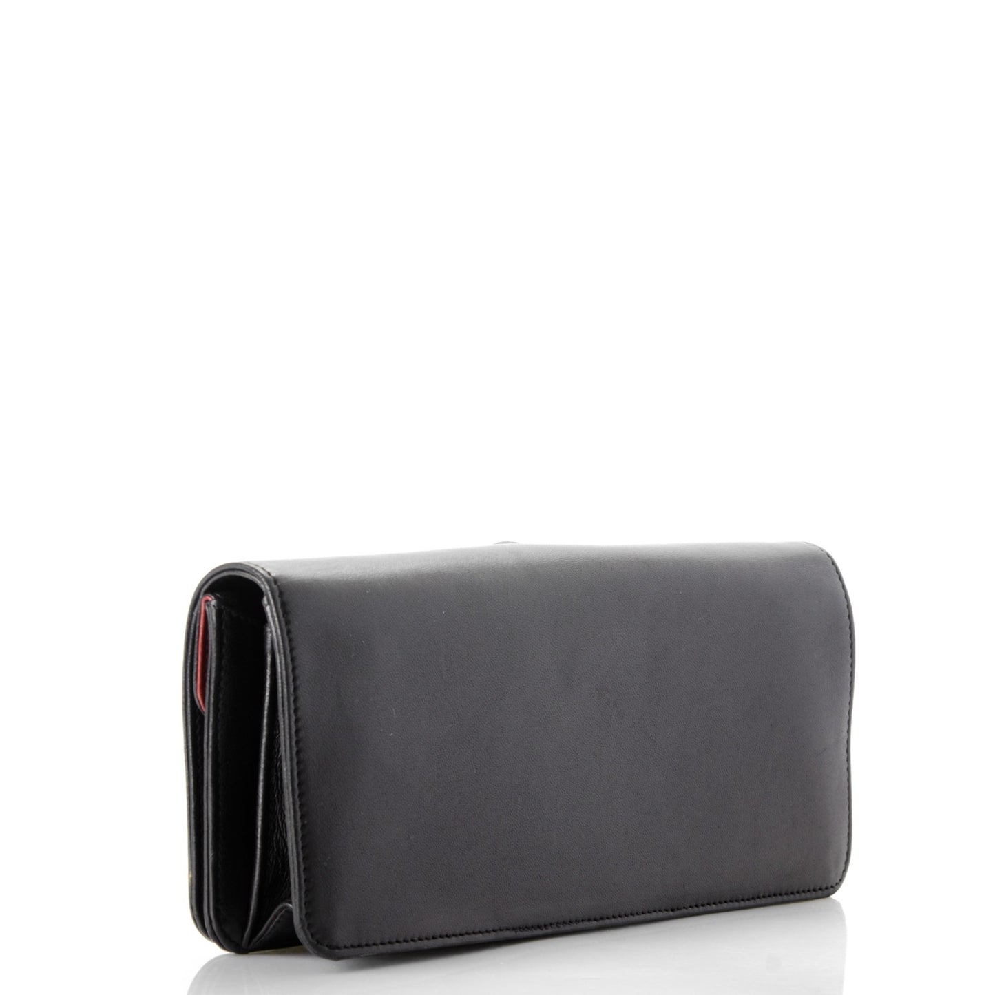 Lambskin Silver Chain Knot Clutch Black