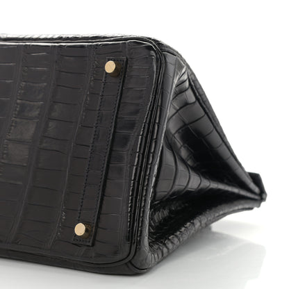 Hermes Matte Porosus Crocodile Birkin 35 Black 10 of 13