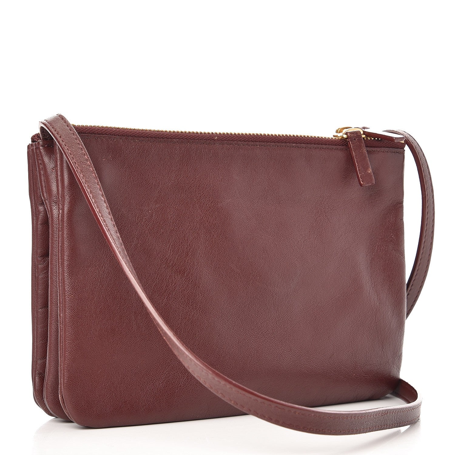 Celine Smooth Lambskin Small Trio Crossbody Bag Burgundy 3 of 11