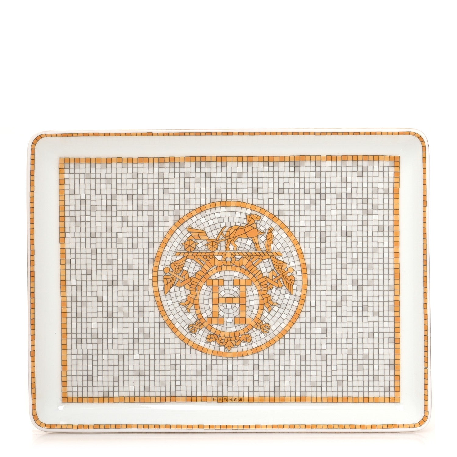 Hermes Porcelain Mosaique au 24 Gold Sushi Plate 1 of 8