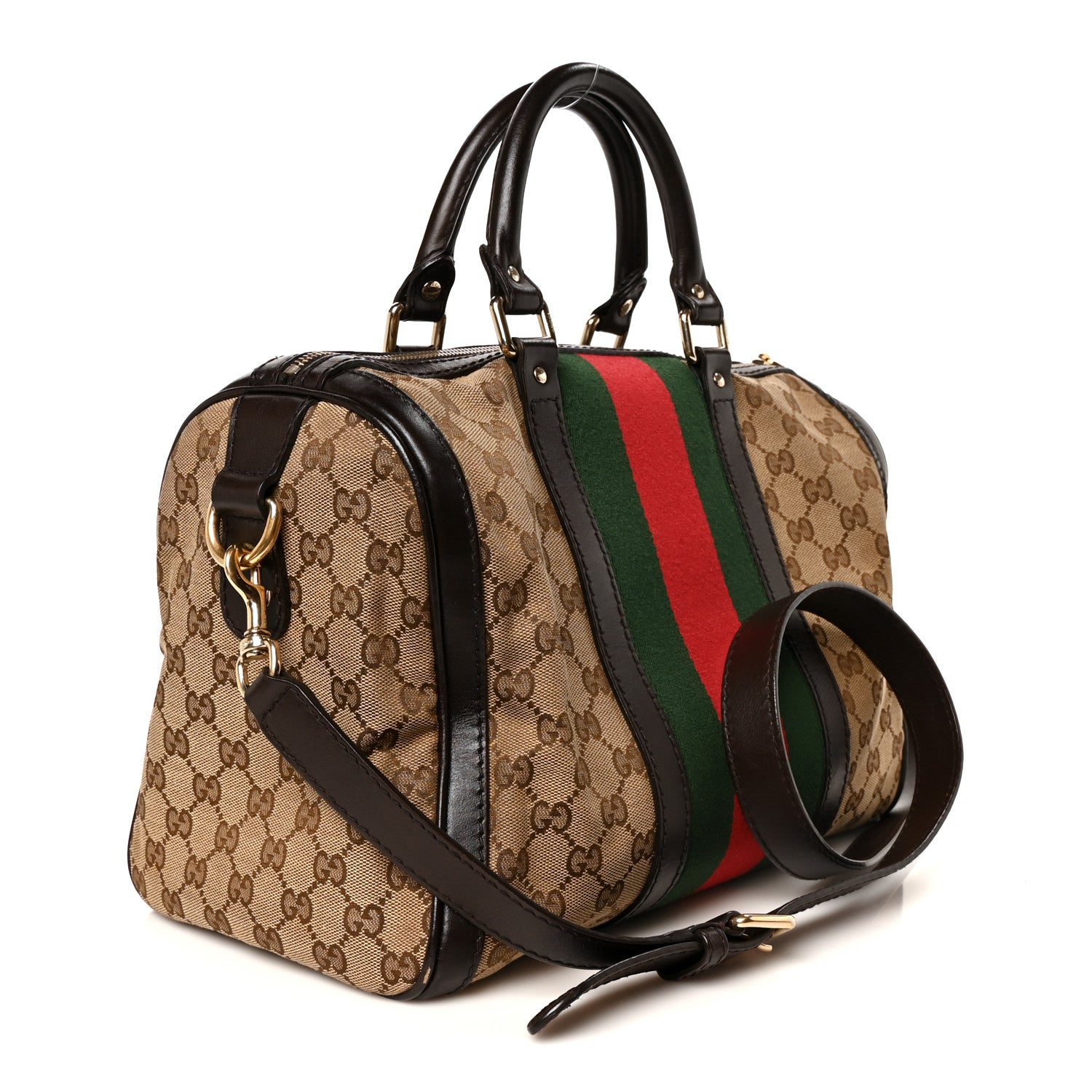 Gucci Monogram Vintage Web Medium Boston Black 3 of 12