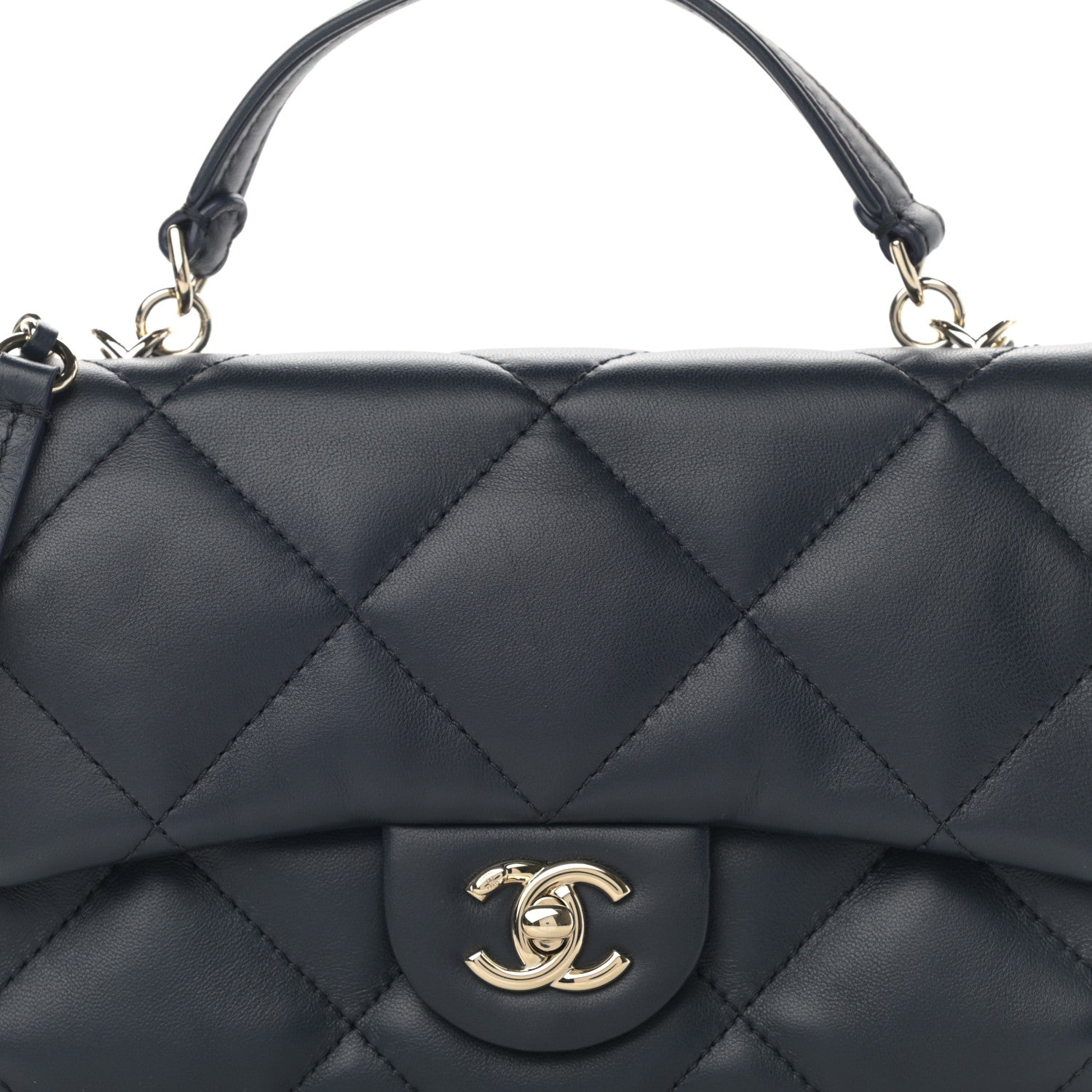 Chanel Lambskin Quilted Small Easy Carry Flap Navy 8 of 12