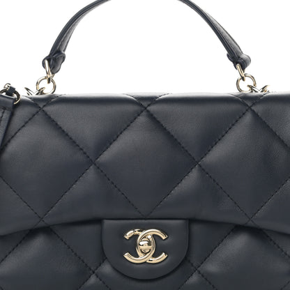 Chanel Lambskin Quilted Small Easy Carry Flap Navy 8 of 12