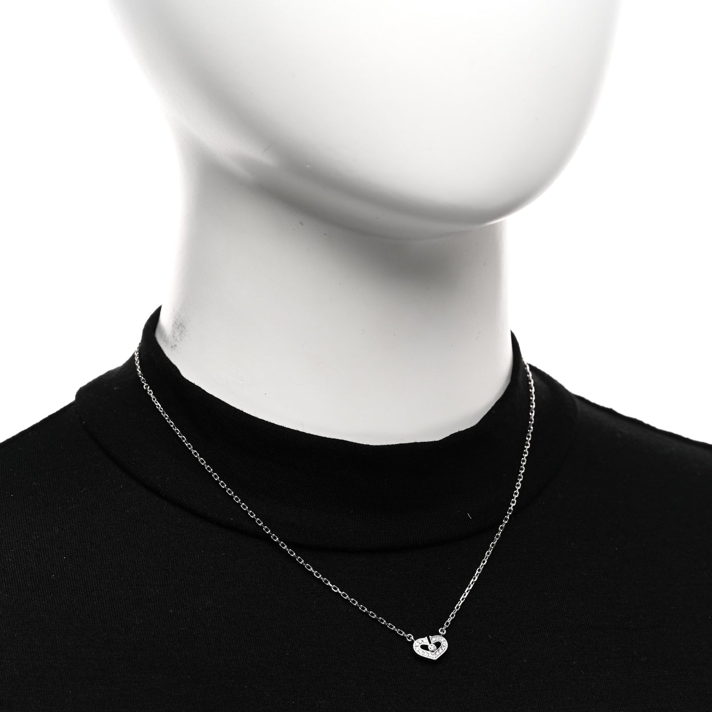 18K White Gold Diamond Extra Small C Hearts And Symbols Necklace