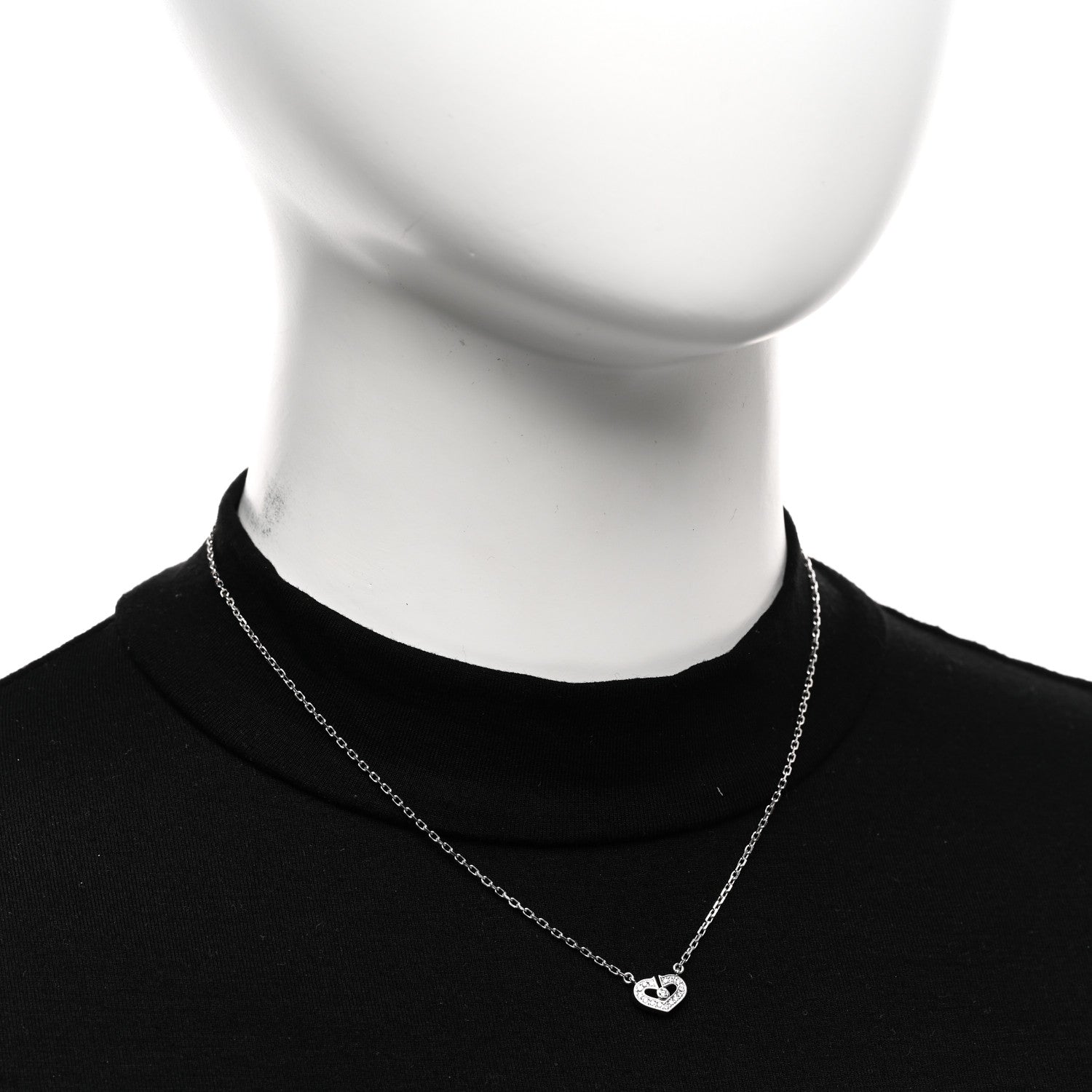 Cartier 18K White Gold Diamond Extra Small C Hearts And Symbols Necklace 2 of 4