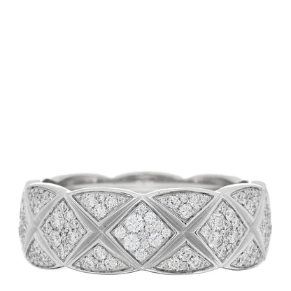 Chanel 18K White Gold Diamond Small Coco Crush Pave Ring 50 5.25 1 of 4