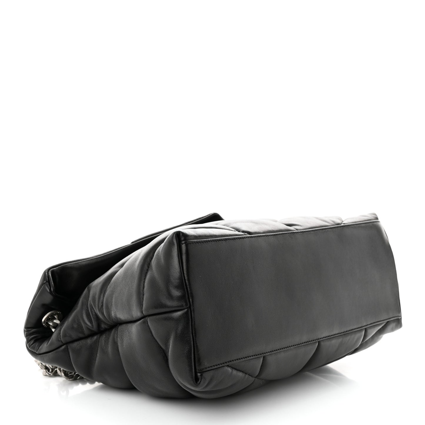 Lambskin Quilted Medium Loulou Puffer Monogram Chain Satchel Black