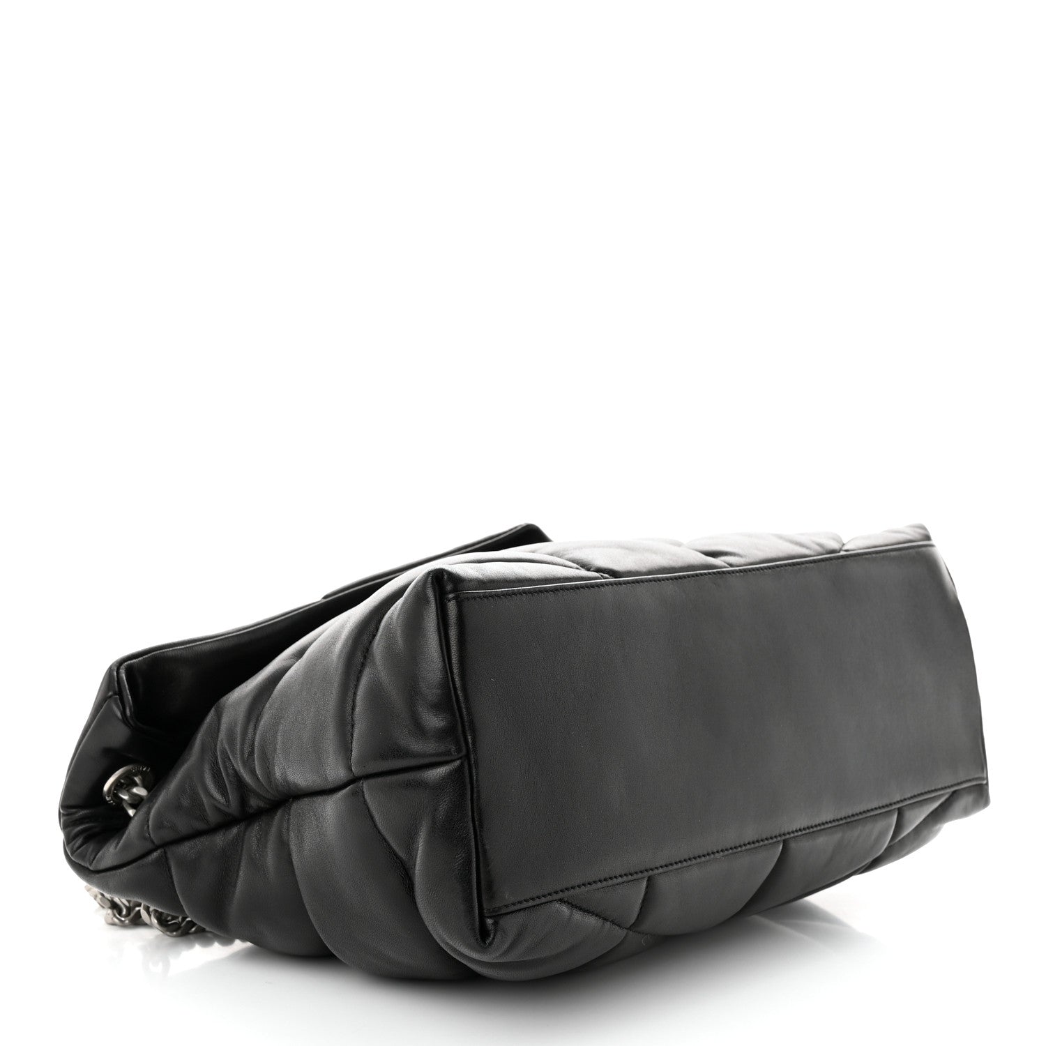 Saint Laurent Lambskin Quilted Medium Loulou Puffer Monogram Chain Satchel Black 4 of 10