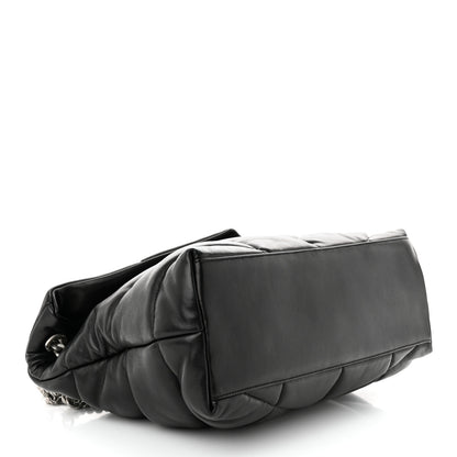 Saint Laurent Lambskin Quilted Medium Loulou Puffer Monogram Chain Satchel Black 4 of 10