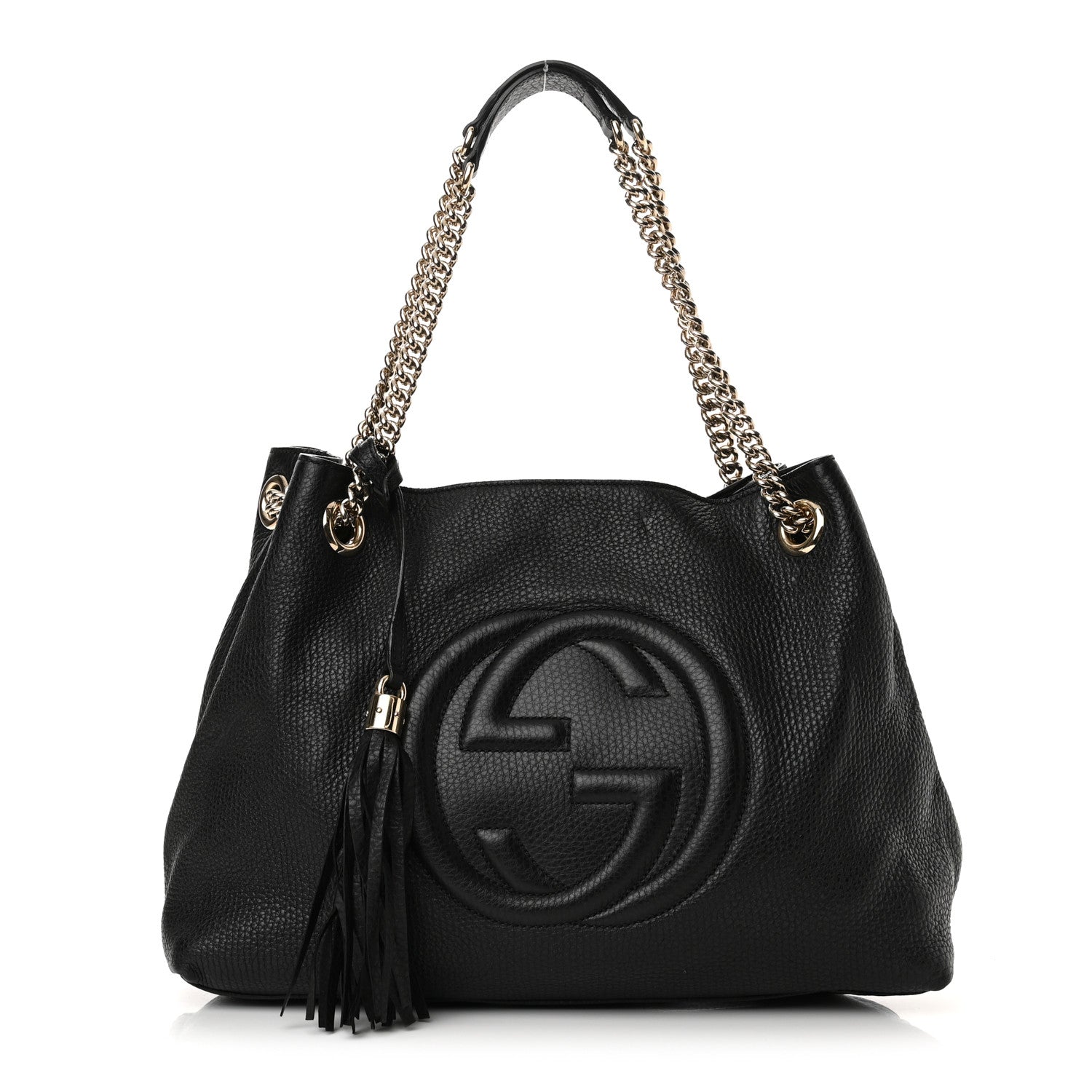 Gucci Pebbled Calfskin Large Soho Chain Shoulder Bag Black 1 of 11