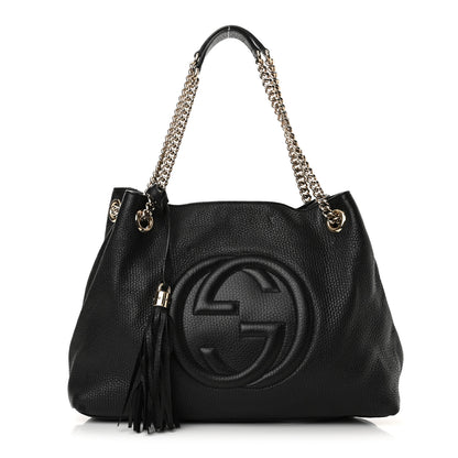 Gucci Pebbled Calfskin Large Soho Chain Shoulder Bag Black 1 of 11