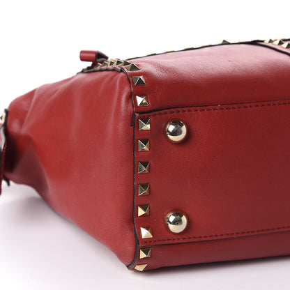 Valentino Garavani Calfskin Rockstud Top Handle Satchel Rosso Valentino 5 of 14