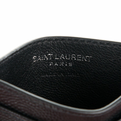 Saint Laurent Grain De Poudre Matelasse Chevron Monogram Credit Card Case Black 6 of 7