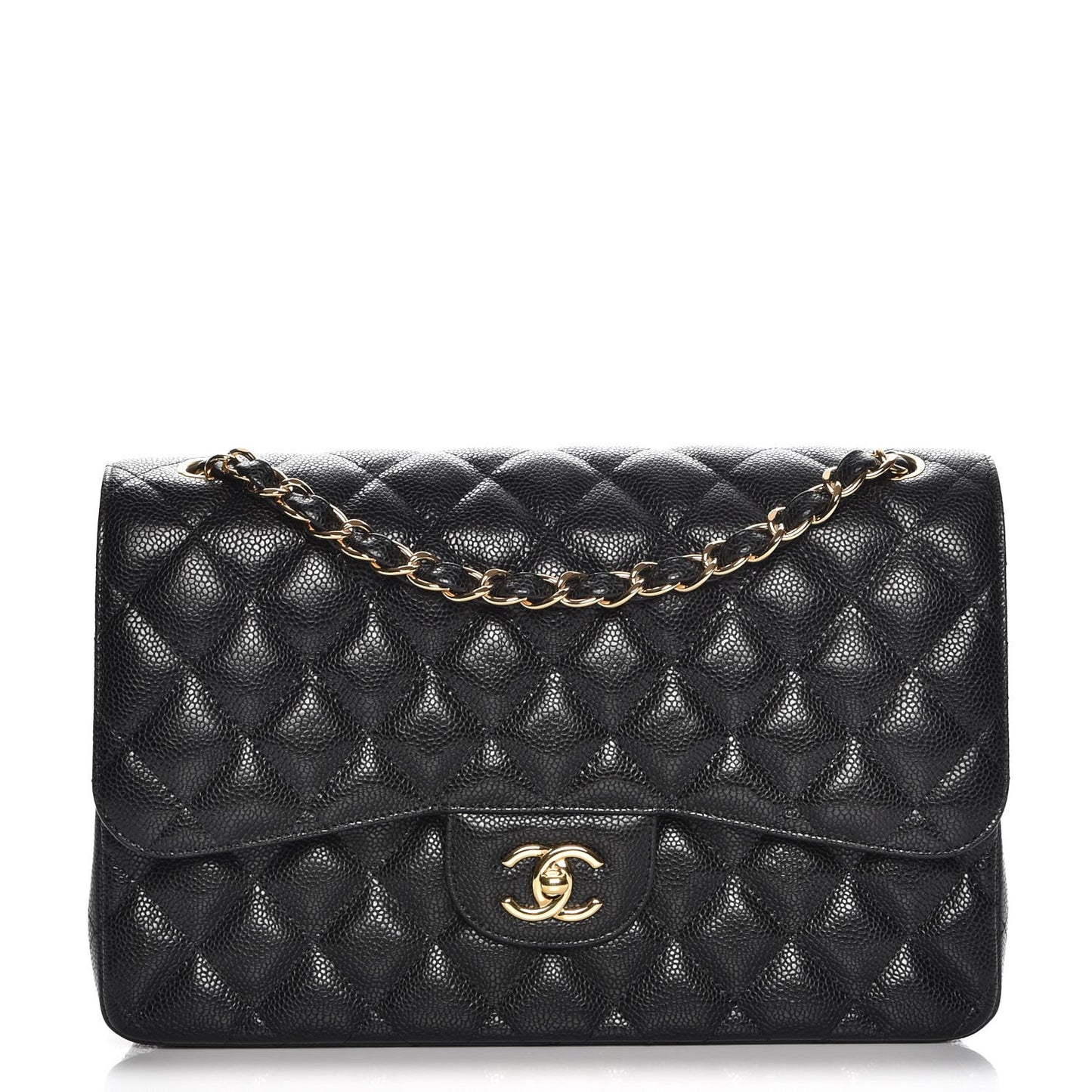 Caviar Quilted Jumbo Double Flap Black