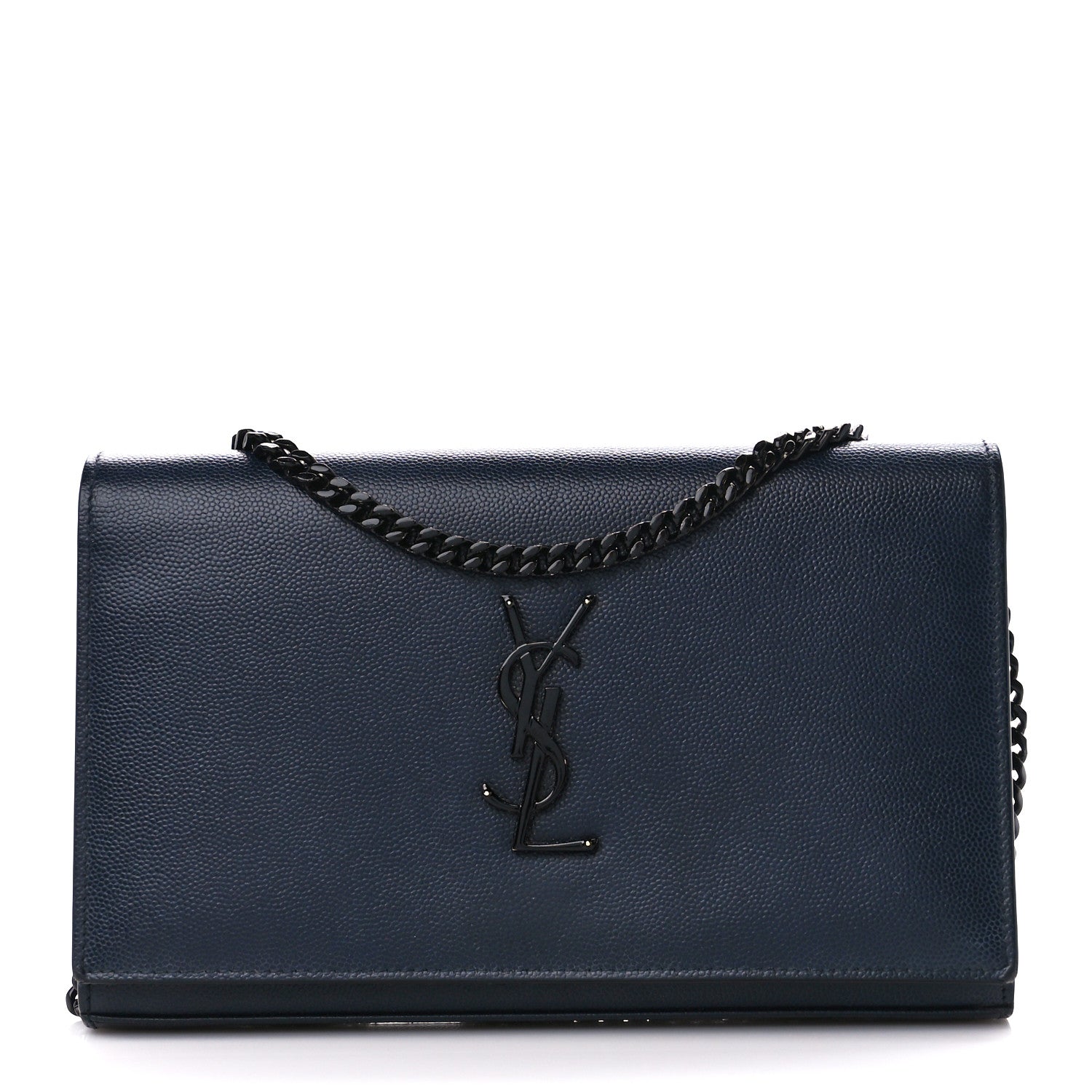 Saint Laurent Grain De Poudre Monogram Chain Wallet Marine 1 of 12