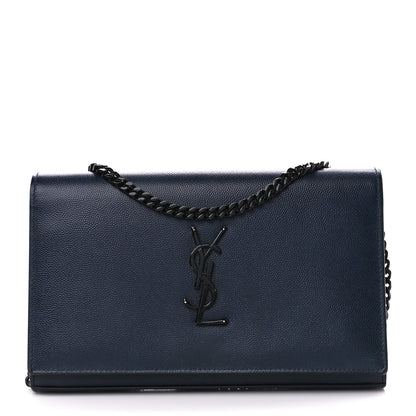 Saint Laurent Grain De Poudre Monogram Chain Wallet Marine 1 of 12