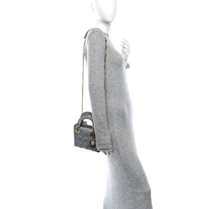 Christian Dior Lambskin Cannage Mini Lady Dior Gray Opaline 2 of 10