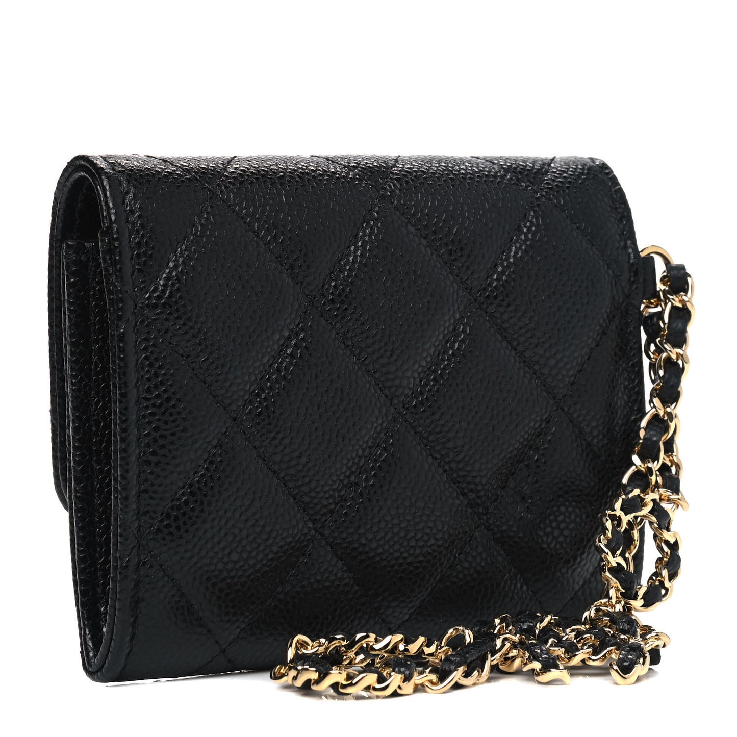 Caviar Quilted Miss Coco Clutch With Chain Black