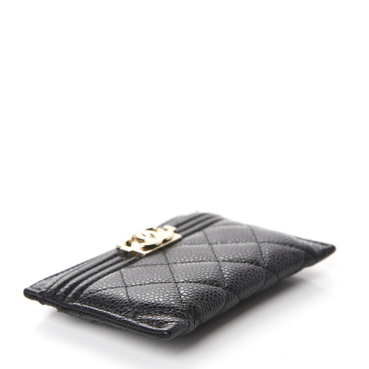 Caviar Quilted Boy Card Holder Black