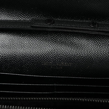 Saint Laurent Grain De Poudre Matelasse Chevron Monogram Monochrome Chain Wallet Black 6 of 9