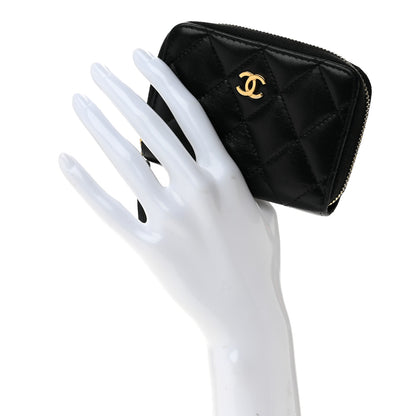 Chanel Lambskin Quilted Zip Coin Purse Black 2 of 9
