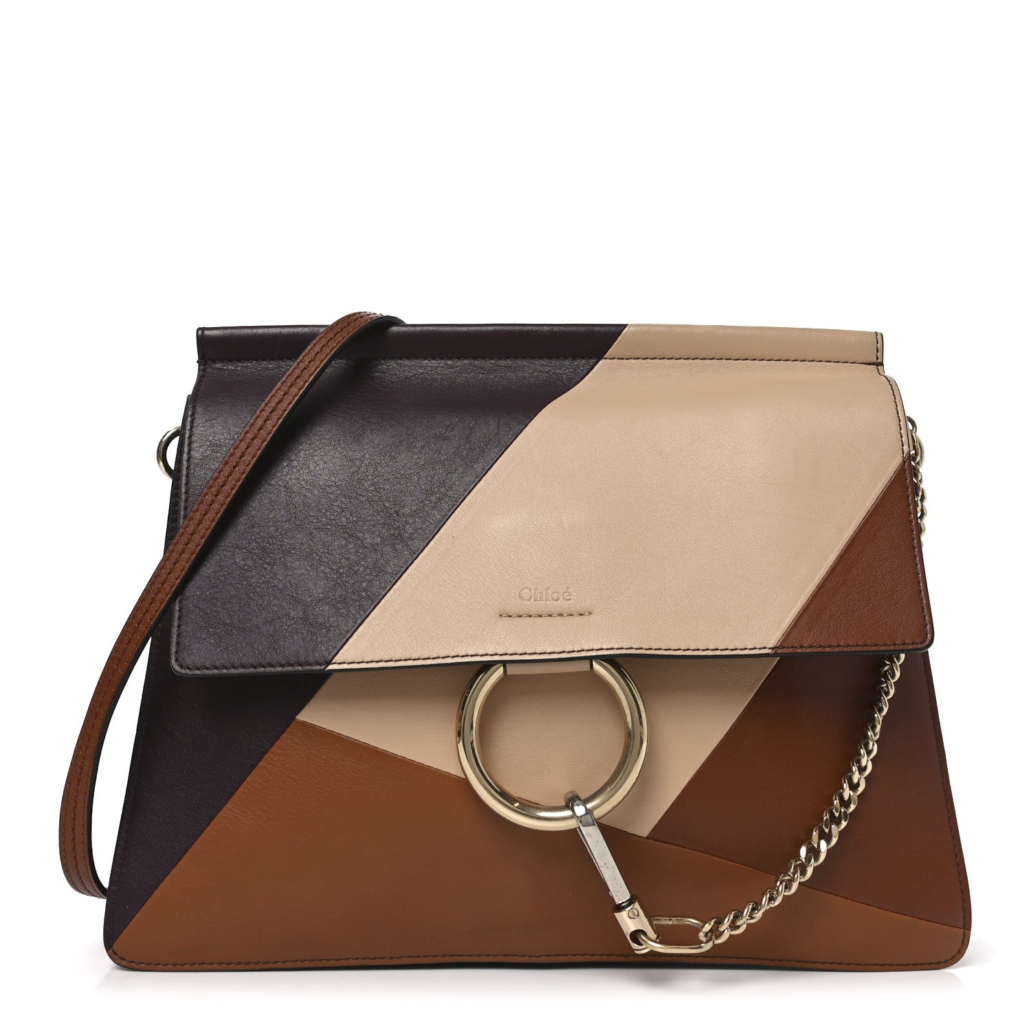 Chloe Smooth Calfskin Patchwork Medium Faye Shoulder Bag Light Tan 1 of 9
