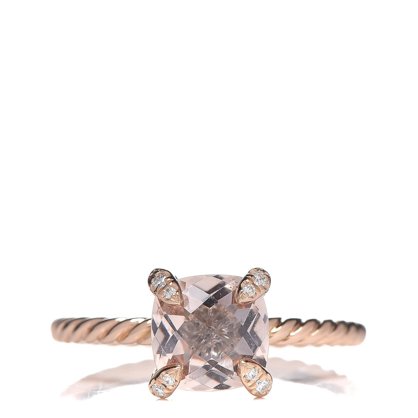 18K Rose Gold Diamond Morganite 7mm Chatelaine Ring 51 5.75