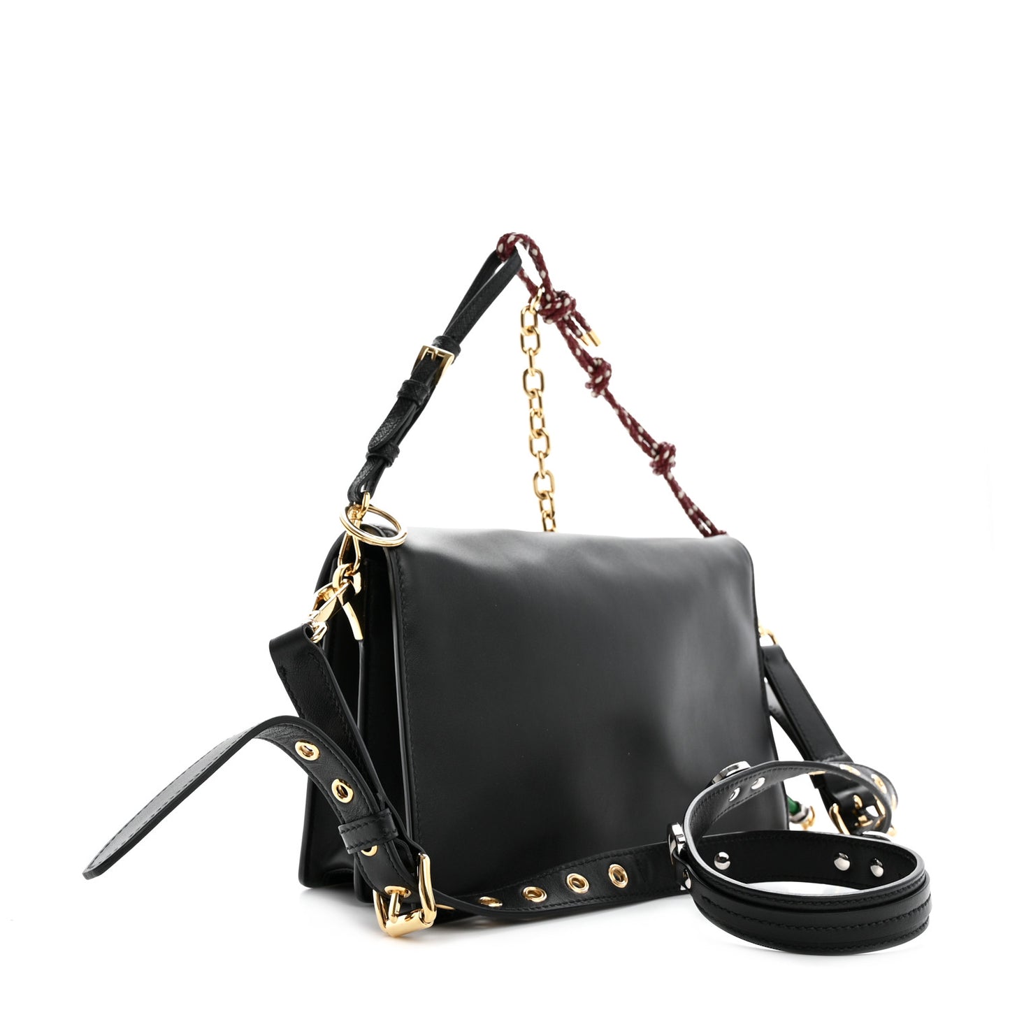Calfskin Soft Sound Charms Shoulder Bag Black