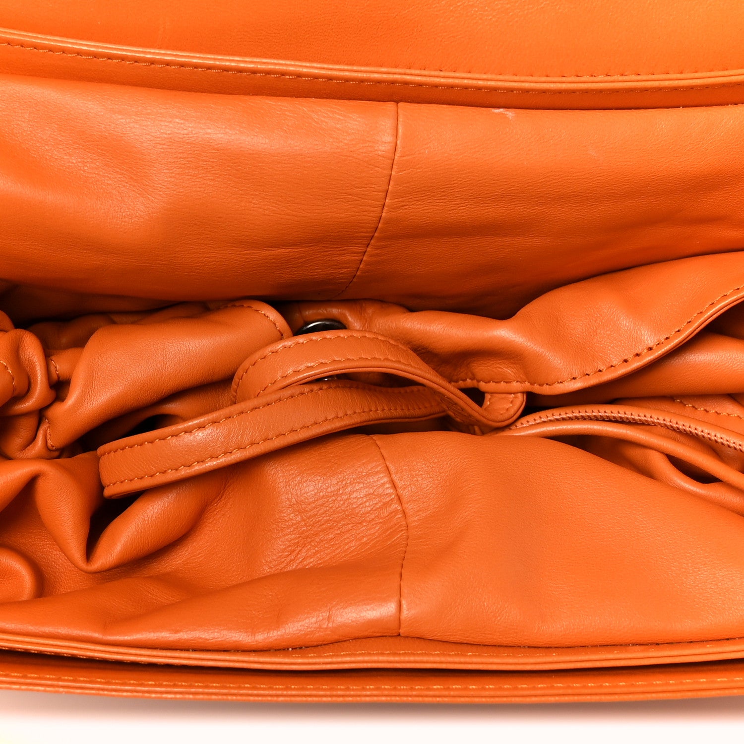 Chanel Lambskin Quilted Jumbo Grocery By Chanel Drawstring Shopping Bag Orange 8 of 16