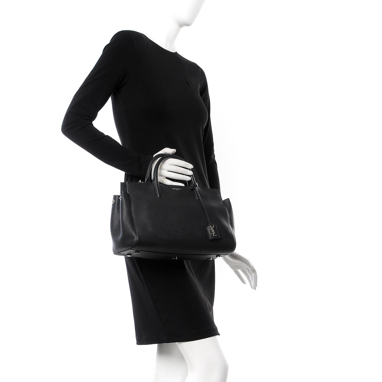 Grained Calfskin Small Cabas Rive Gauche Black