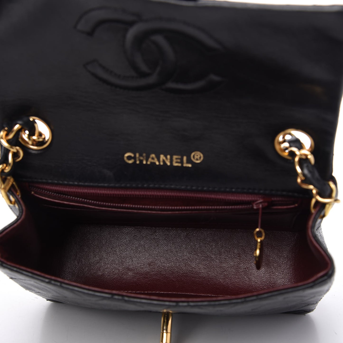 Lambskin Quilted Mini Square Flap Black