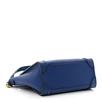 Celine Drummed Calfskin Nano Luggage Indigo 4 of 10