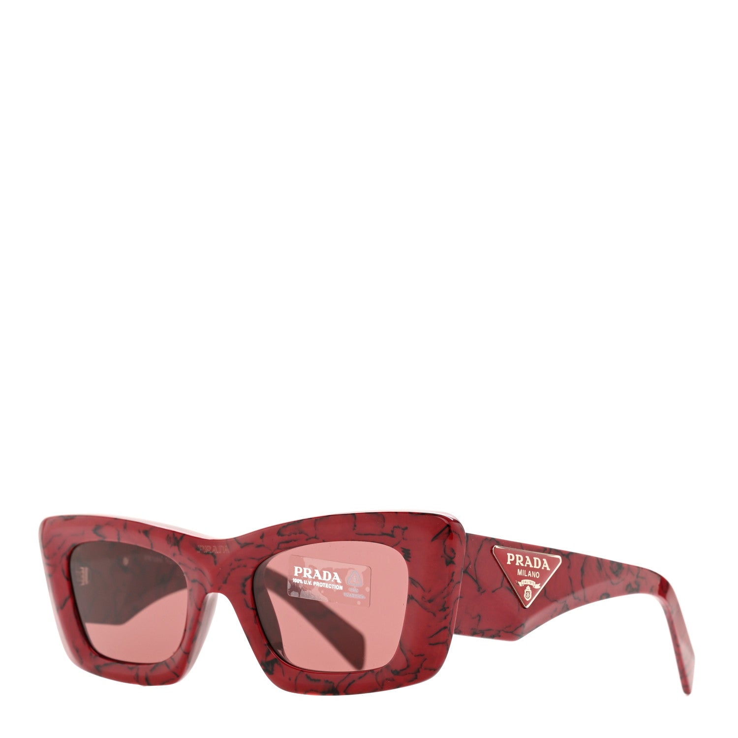 Prada Acetate Symbole Sunglasses SPR 13Z Red Marble 1 of 7