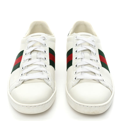 Gucci Calfskin Crocodile Web Womens Ace Sneakers 35 White Green 2 of 9