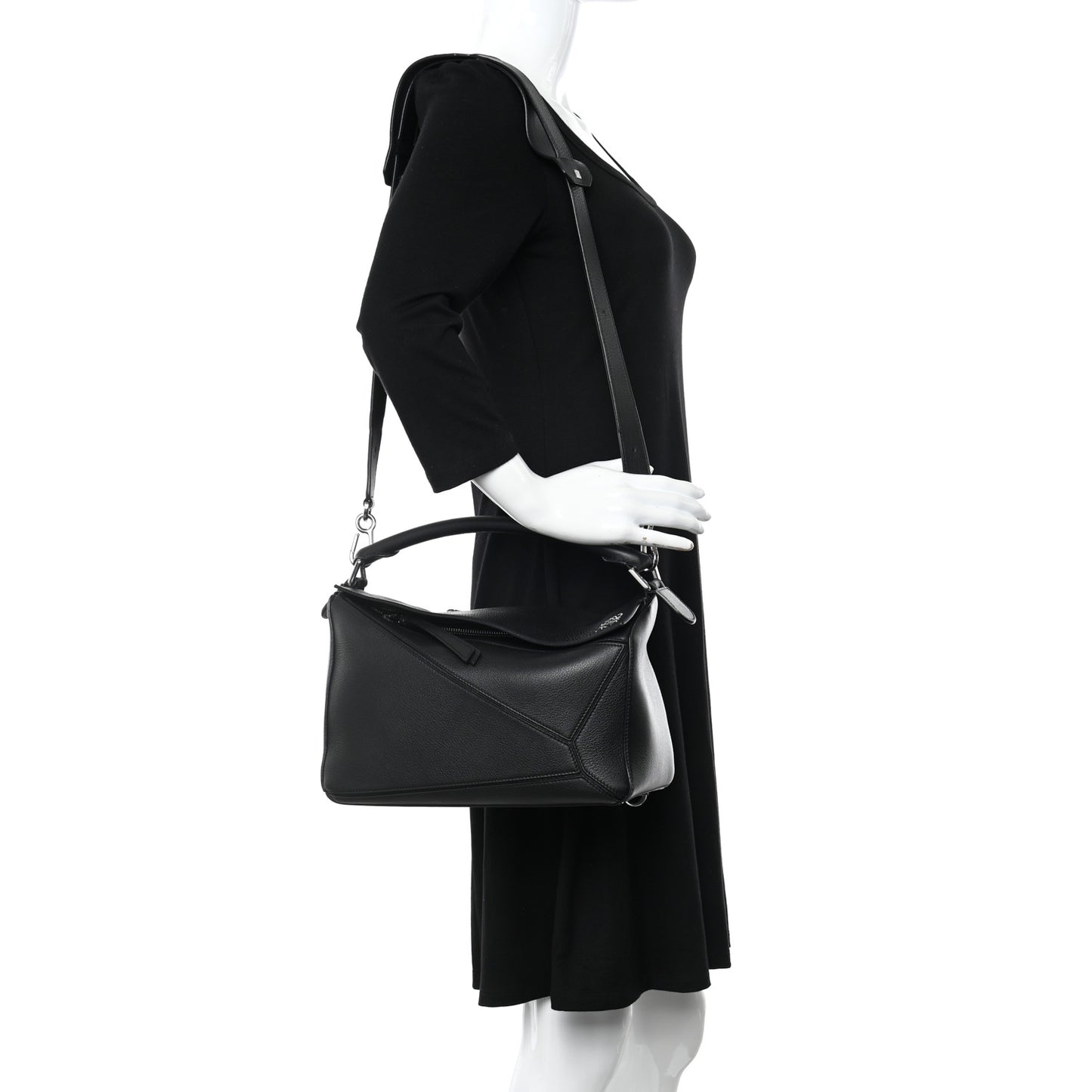 Calfskin Medium Puzzle Bag Black