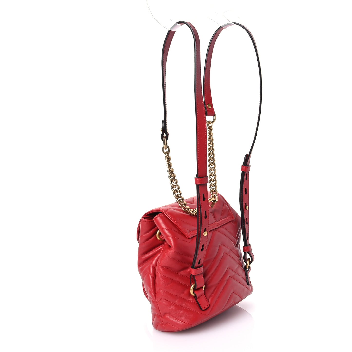 Calfskin Matelasse GG Marmont Flap Backpack Hibiscus Red