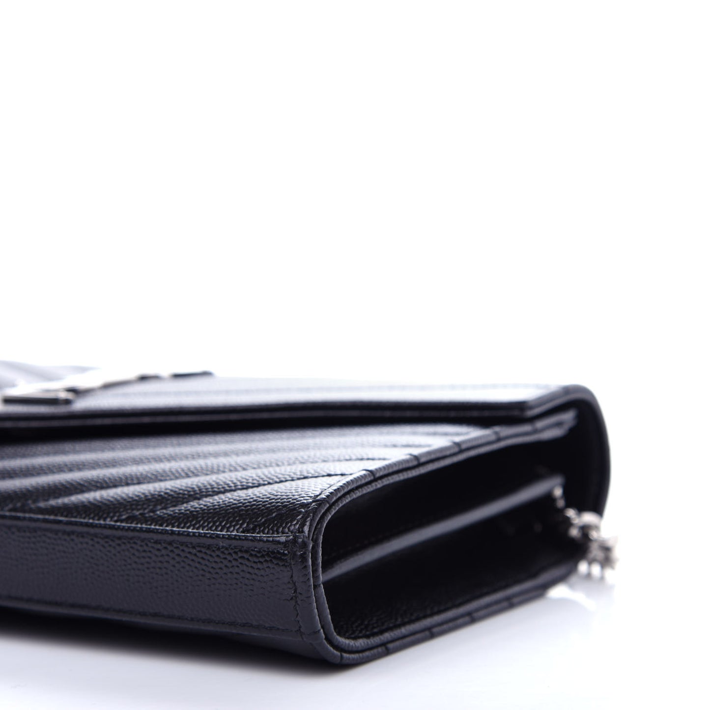 Grain De Poudre Matelasse Chevron Monogram Chain Wallet Black