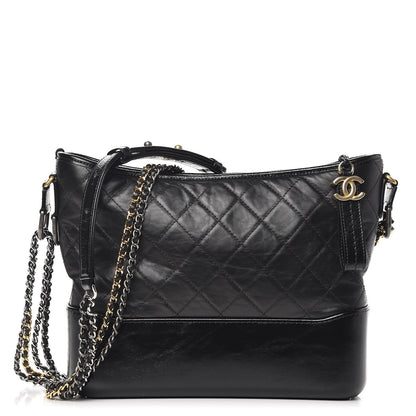 Chanel Aged Calfskin Quilted Medium Gabrielle Hobo Black 1 of 11