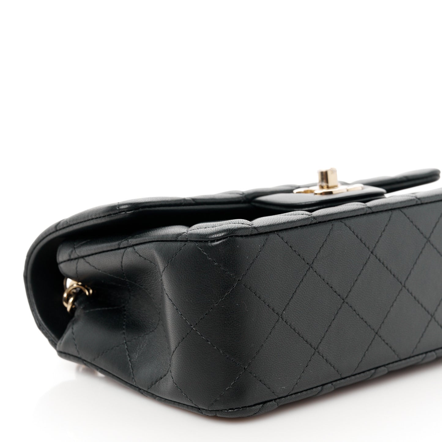 Lambskin Quilted Mini Rectangular Flap Black