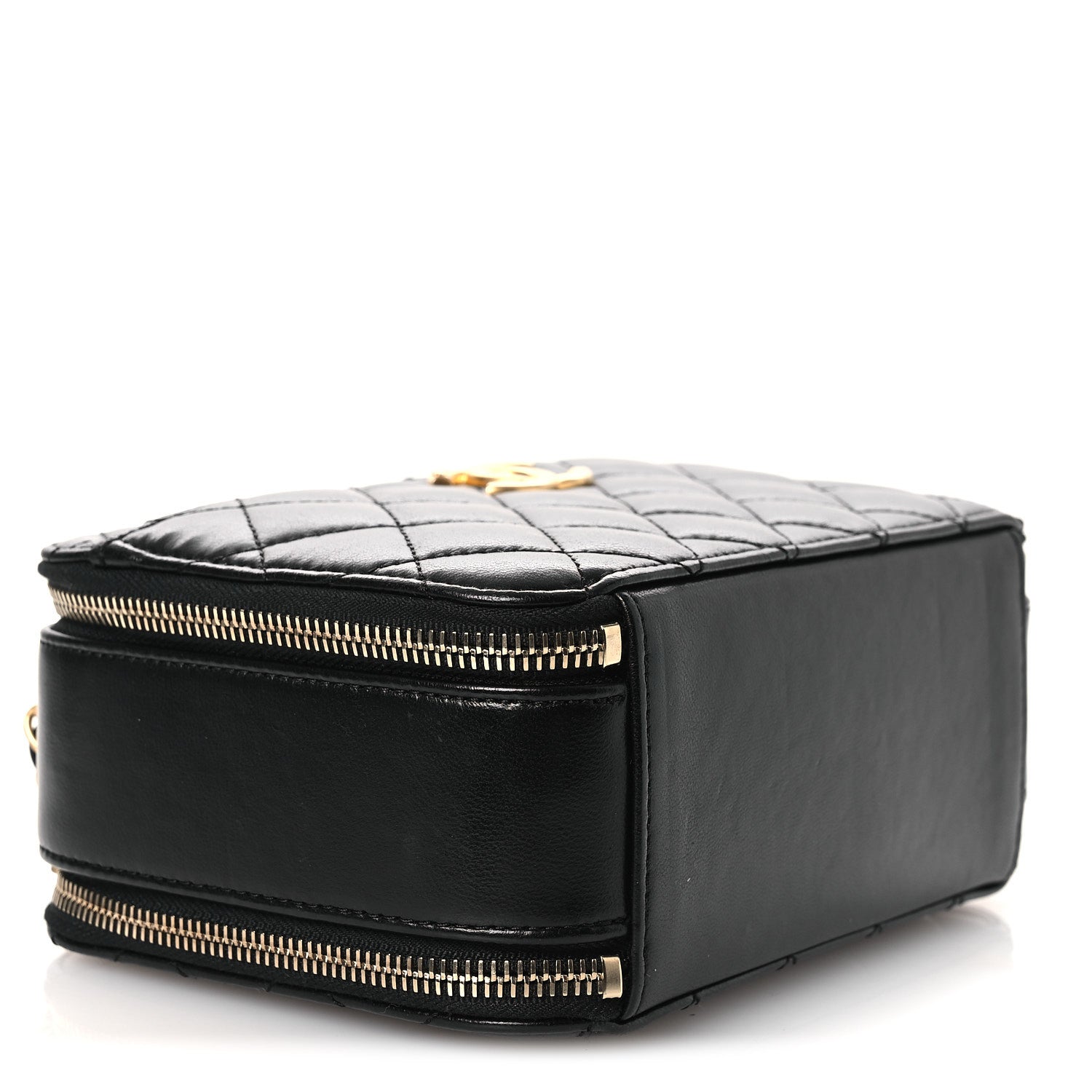 Chanel Shiny Calfskin Quilted Small Pick Me Up Vanity Case Black 4 of 11