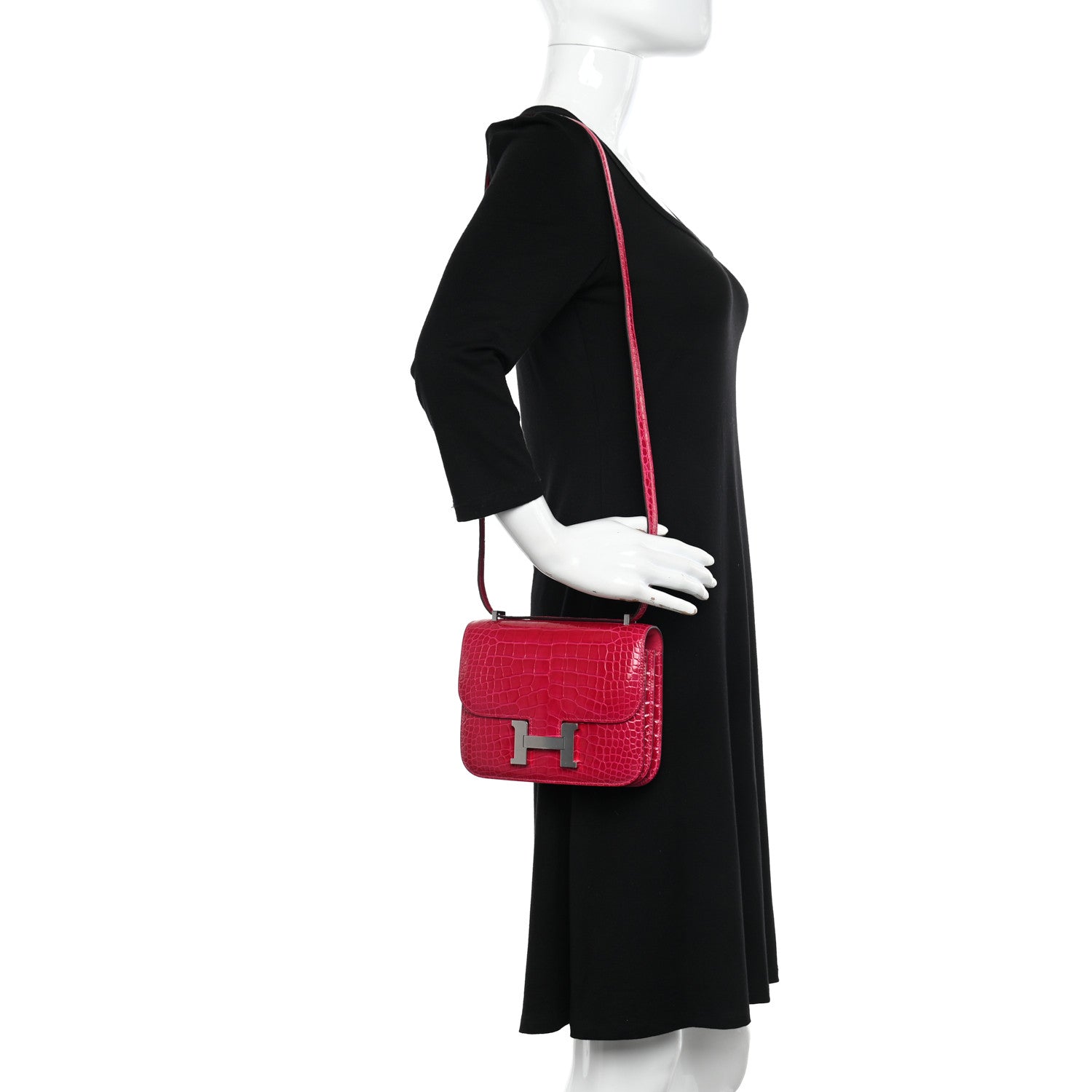 Hermes Shiny Alligator Constance 18 Rose Extreme 2 of 13