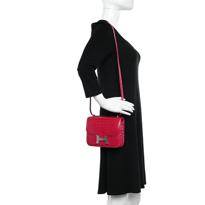 Hermes Shiny Alligator Constance 18 Rose Extreme 2 of 13