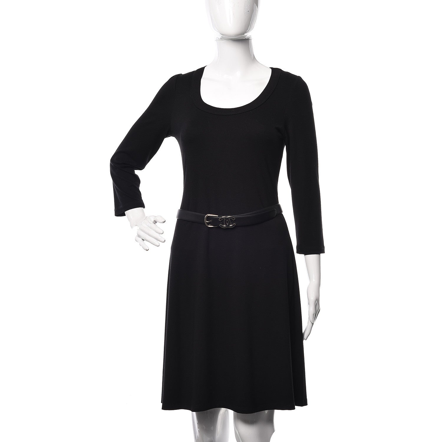 Chanel Calfskin CC Logo Belt 80 32 Black 2 of 8