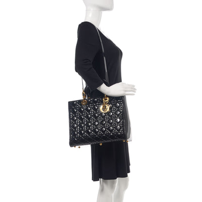 Christian Dior Patent Cannage Large Lady Dior Black 2 of 10