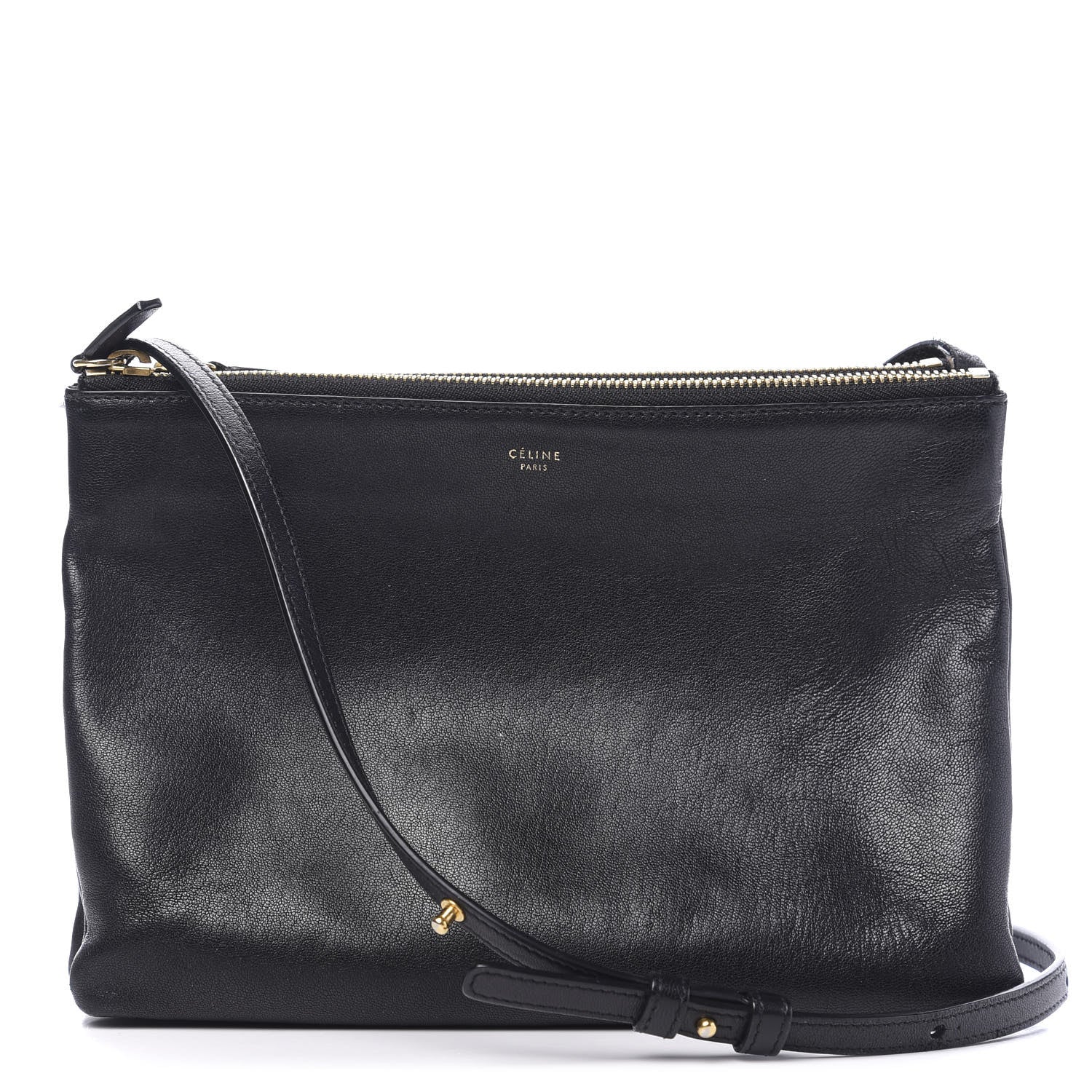 Celine Lambskin Small Trio Crossbody Bag Black 1 of 13