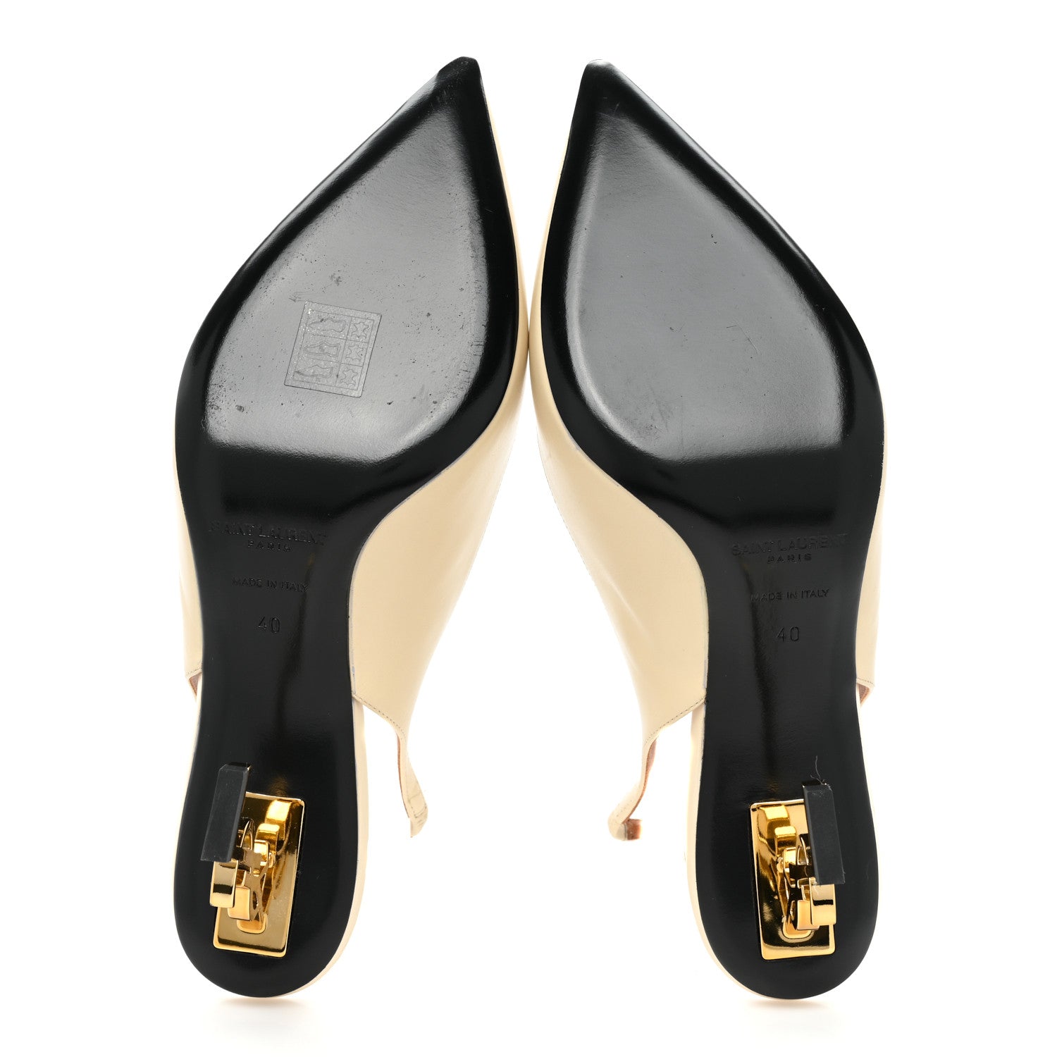 Saint Laurent Calfskin Opyum 85 Slingback Pumps 40 Real Beige 5 of 12