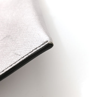 Prada Metallic Saffiano Hand Strap Clutch Silver 10 of 10