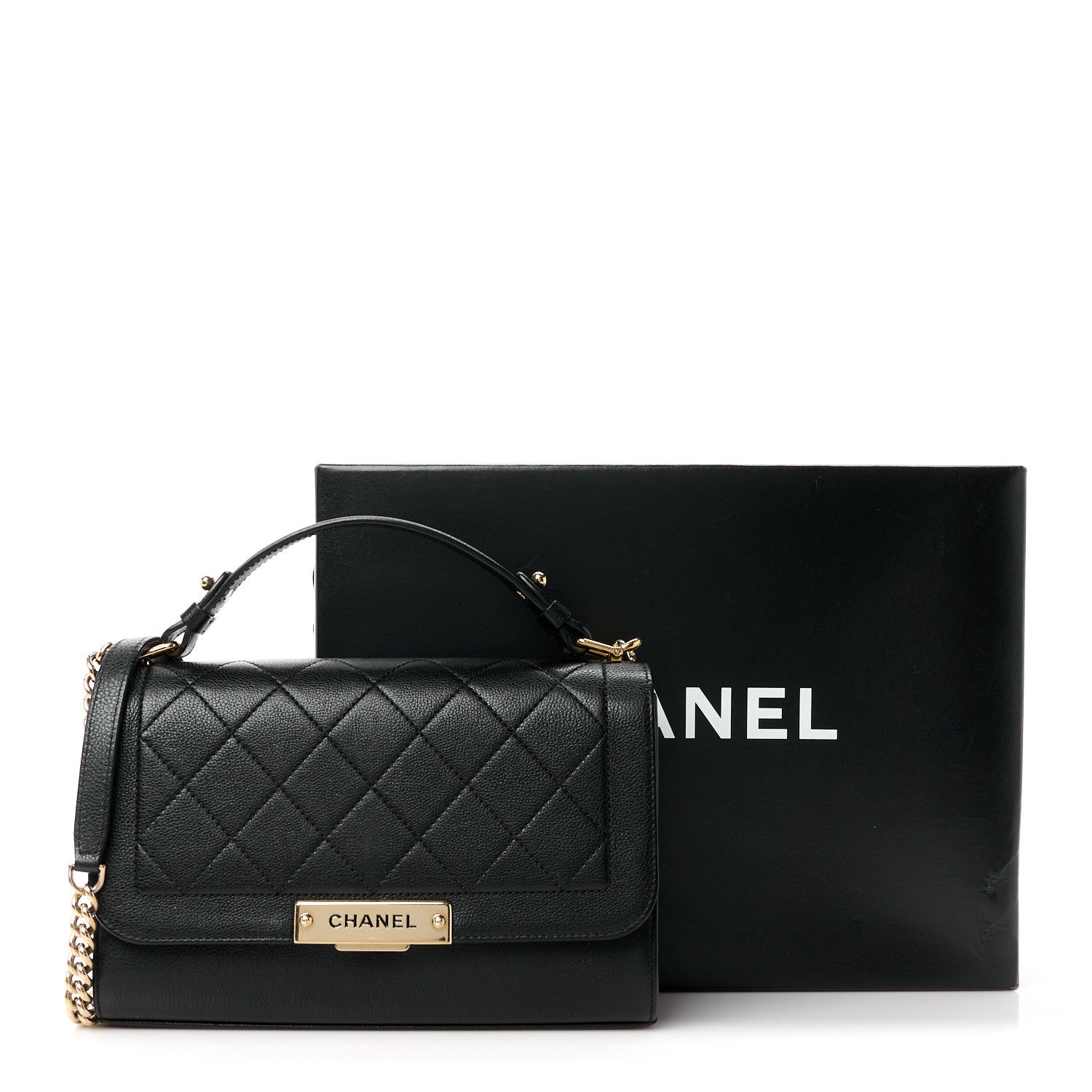Chanel Grained Calfskin Quilted Medium Label Click Flap Bag Black 11 of 11